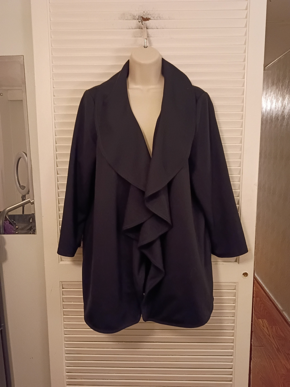 Calvin Klein Black Draped Waterfall Robe - Picture 2 of 7